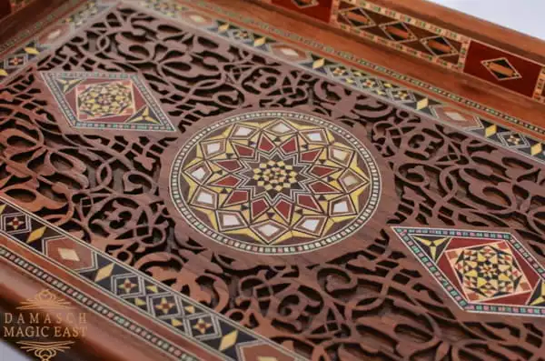 EID vintage tray, wooden tray ,handmade tray, gift ,home decor, serving, kitchen, dining, mosaic, pearl