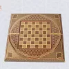 Golden Chess set/ 20" wooden chess board inlaid with copper/backgammon pieces included/ Board games/ luxury Christmas gift for him