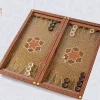 Golden Chess set/ 20" wooden chess board inlaid with copper/backgammon pieces included/ Board games/ luxury Christmas gift for him