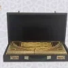 Golden Chess set/ 20" wooden chess board inlaid with copper/backgammon pieces included/ Board games/ luxury Christmas gift for him