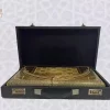 Golden Chess set/ 20" wooden chess board inlaid with copper/backgammon pieces included/ Board games/ luxury Christmas gift for him