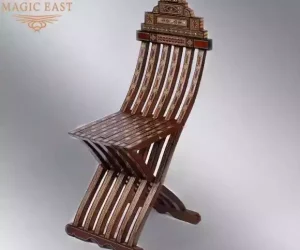 Handmade vintage wooden chair - Artisan's Fold Chair chair - home decor - side chair inlaid with mother of pearl