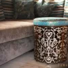 Side Table - round table - bench - mother of pearl - round bench - handmade -hand crafted table - entry way furniture - brocade top