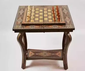 Handmade Wooden chess table, backgammon, poker table /chess board/ Inlaid with Pearl/ board games/ Christmas gift for dad