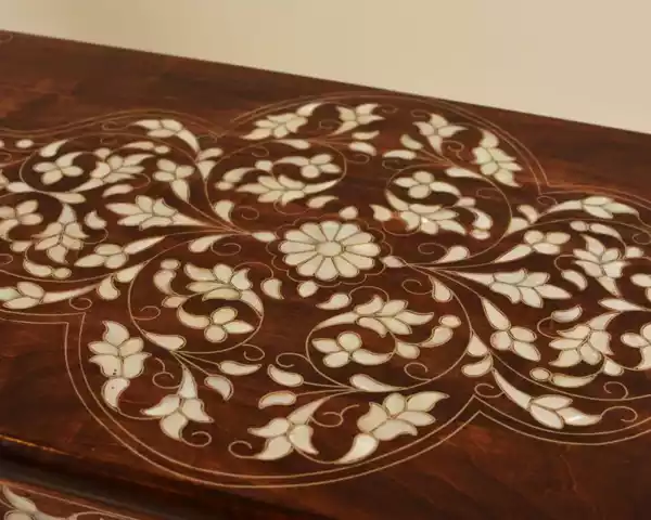 Inlaid with mother of pearl Bench - Hand bench - Handmade - wood seat - home decor - luxurious decor