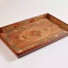 Handmade Wooden Tray, Rectangle Carved Tray Inlaid with pearl, Geometric Marquetry Tray, Mosaic Tray, Decorative Serving Tray