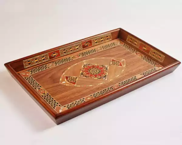 WhatsApp-Image-2023-01-26-at-14.06.027ر Handmade Wooden Tray, Rectangle Carved Tray Inlaid with pearl, Geometric Marquetry Tray, Mosaic Tray, Decorative Serving Tray