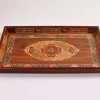 Handmade Wooden Tray, Rectangle Carved Tray Inlaid with pearl, Geometric Marquetry Tray, Mosaic Tray, Decorative Serving Tray