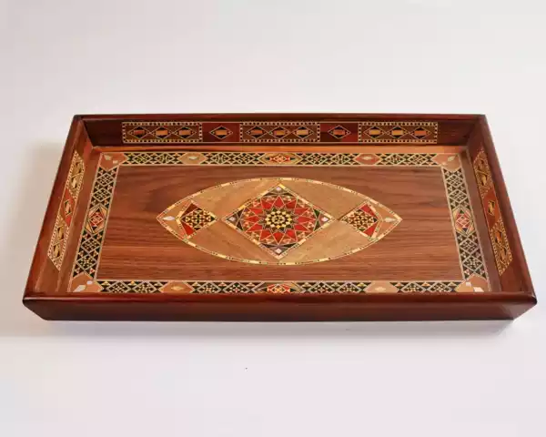 WhatsApp-Image-2023-01-26-at-14.06.0398 Handmade Wooden Tray, Rectangle Carved Tray Inlaid with pearl, Geometric Marquetry Tray, Mosaic Tray, Decorative Serving Tray