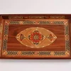 Handmade Wooden Tray, Rectangle Carved Tray Inlaid with pearl, Geometric Marquetry Tray, Mosaic Tray, Decorative Serving Tray