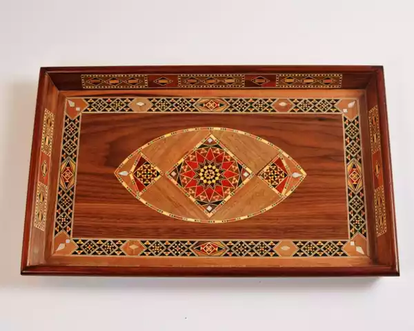 WhatsApp-Image-2023-01-26-at-14.06.0444 Handmade Wooden Tray, Rectangle Carved Tray Inlaid with pearl, Geometric Marquetry Tray, Mosaic Tray, Decorative Serving Tray