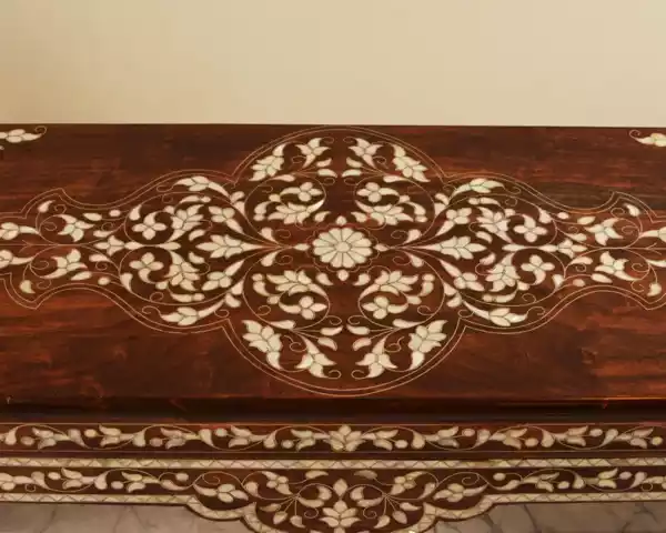 Inlaid with mother of pearl Bench - Hand bench - Handmade - wood seat - home decor - luxurious decor