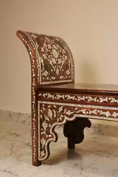 Inlaid with mother of pearl Bench - Hand bench - Handmade - wood seat - home decor - luxurious decor