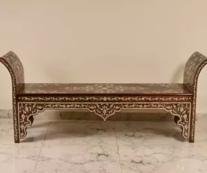Inlaid with mother of pearl Bench - Hand bench - Handmade - wood seat - home decor - luxurious decor