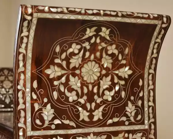 Inlaid with mother of pearl Bench - Hand bench - Handmade - wood seat - home decor - luxurious decor