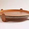 Handmade Wooden Tray, Round Carved Tray Inlaid with pearl, Geometric Marquetry Tray, Mosaic Tray, Decorative Serving Tray