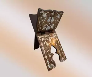 Large wooden Handcrafted Mother of Pearl Inlaid Quran stand islamic Muslim Gift.
