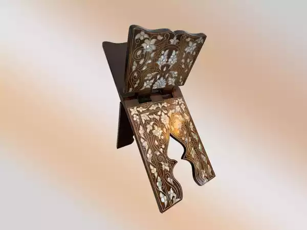 Large wooden Handcrafted Mother of Pearl Inlaid Quran stand islamic Muslim Gift.