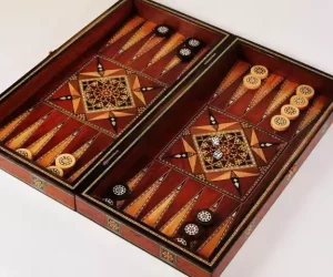 Chess set & Backgammon board, backgammon set amazing quality, wooden inlaid with mother of pearl, board games, Christmas gift Chess board