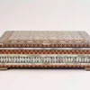 luxury  handmade wooden box, meticulously crafted and fully inlaid with stunning mother of pearls in a mesmerizing