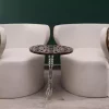 Diamond set of chairs with a hand-carved table inlaid with natural mother-of-pearl