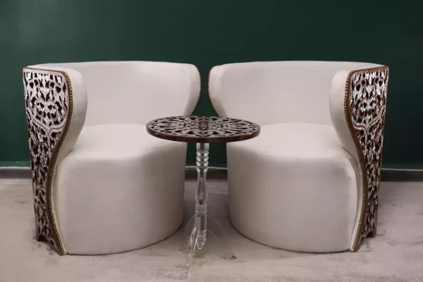 IMG-20240424-WA0007 Diamond set of chairs with a hand-carved table inlaid with natural mother-of-pearl