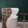 Diamond set of chairs with a hand-carved table inlaid with natural mother-of-pearl