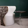 Diamond set of chairs with a hand-carved table inlaid with natural mother-of-pearl