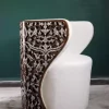 Diamond set of chairs with a hand-carved table inlaid with natural mother-of-pearl