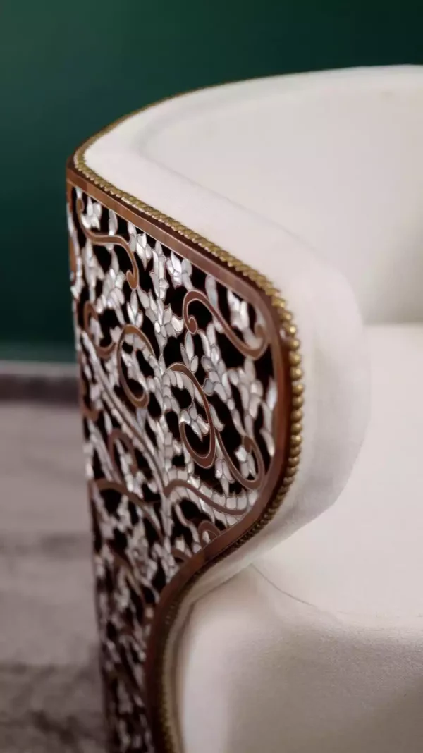 IMG-20240424-WA0015 Diamond set of chairs with a hand-carved table inlaid with natural mother-of-pearl