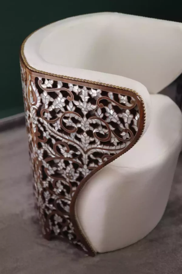 IMG-20240424-WA0019 Diamond set of chairs with a hand-carved table inlaid with natural mother-of-pearl