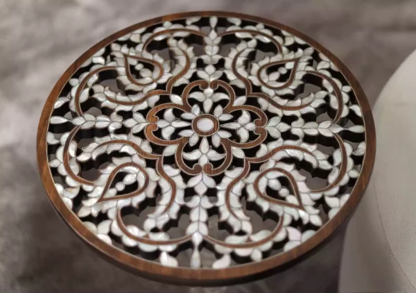 IMG-20240424-WA0021 Diamond set of chairs with a hand-carved table inlaid with natural mother-of-pearl