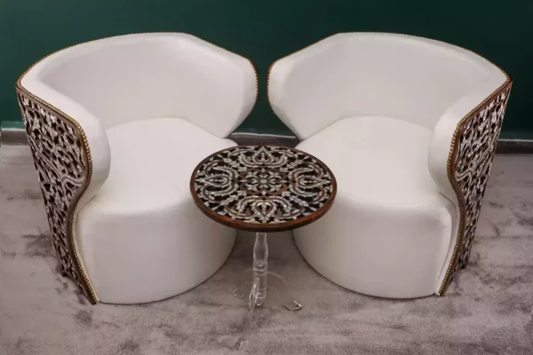 IMG-20240424-WA0022 Diamond set of chairs with a hand-carved table inlaid with natural mother-of-pearl