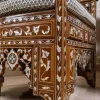 Damascus corner set with two chairs, a table and mirror inlaid with mother-of-pearl