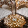 Damascus corner set with two chairs, a table and mirror inlaid with mother-of-pearl
