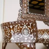 Damascus corner set with two chairs, a table and mirror inlaid with mother-of-pearl