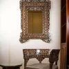 Damascus corner set with two chairs, a table and mirror inlaid with mother-of-pearl