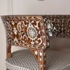 Damascus corner set with two chairs, a table and mirror inlaid with mother-of-pearl