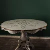 Round table completely inlaid with mother-of-pearl