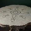 Round table completely inlaid with mother-of-pearl