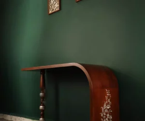 Handmade Modern Console with Mother of Pearl Inlay