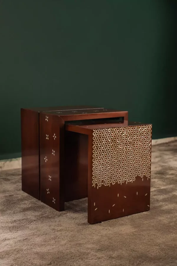 IMG-20240516-WA0087 Modern Side Table Set of 2 | Walnut Wood with Mother of Pearl Inlay