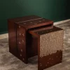 Modern Side Table Set of 2 | Walnut Wood with Mother of Pearl Inlay