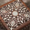Handmade English Set of 2 Chairs with In-Between Table carved and inlaid with mother-of-pearl