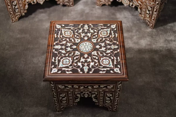 IMG-20240516-WA0095 Handmade English Set of 2 Chairs with In-Between Table carved and inlaid with mother-of-pearl