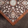 Handmade English Set of 2 Chairs with In-Between Table carved and inlaid with mother-of-pearl