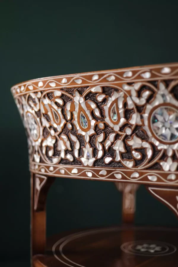 IMG-20240516-WA0102 Handmade English Set of 2 Chairs with In-Between Table carved and inlaid with mother-of-pearl