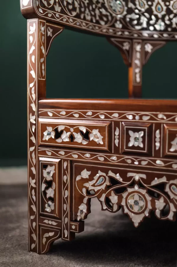 IMG-20240516-WA0105 Handmade English Set of 2 Chairs with In-Between Table carved and inlaid with mother-of-pearl