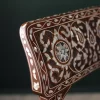 Handmade English Set of 2 Chairs with In-Between Table carved and inlaid with mother-of-pearl
