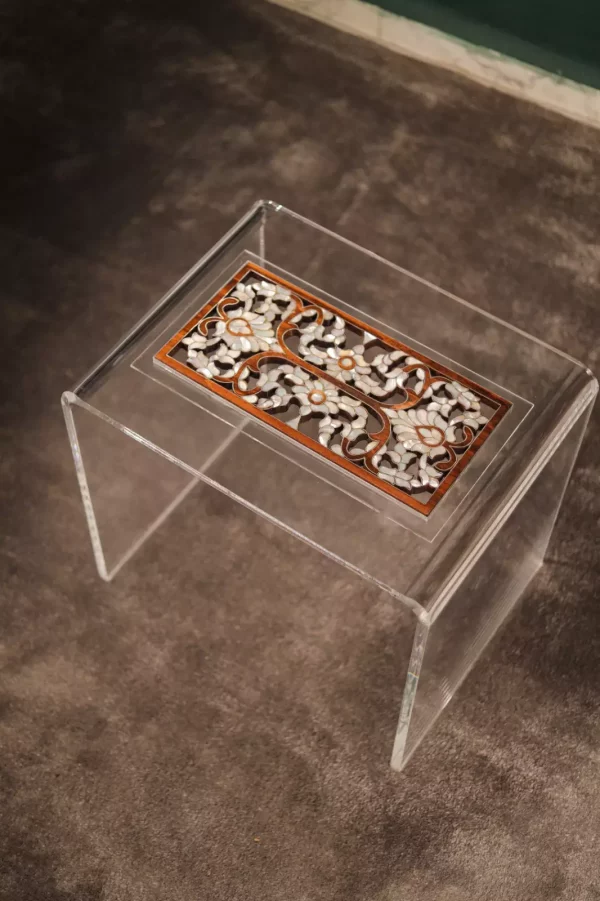 IMG-20240516-WA0112 Handmade Acrylic Table with Wooden Surface and Mother of Pearl Inlay